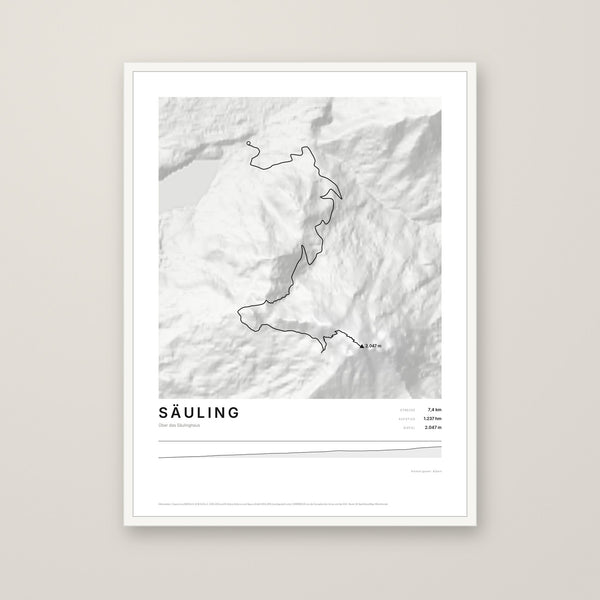 Tourposter Säuling im Stil Minimal, weißer Rahmen