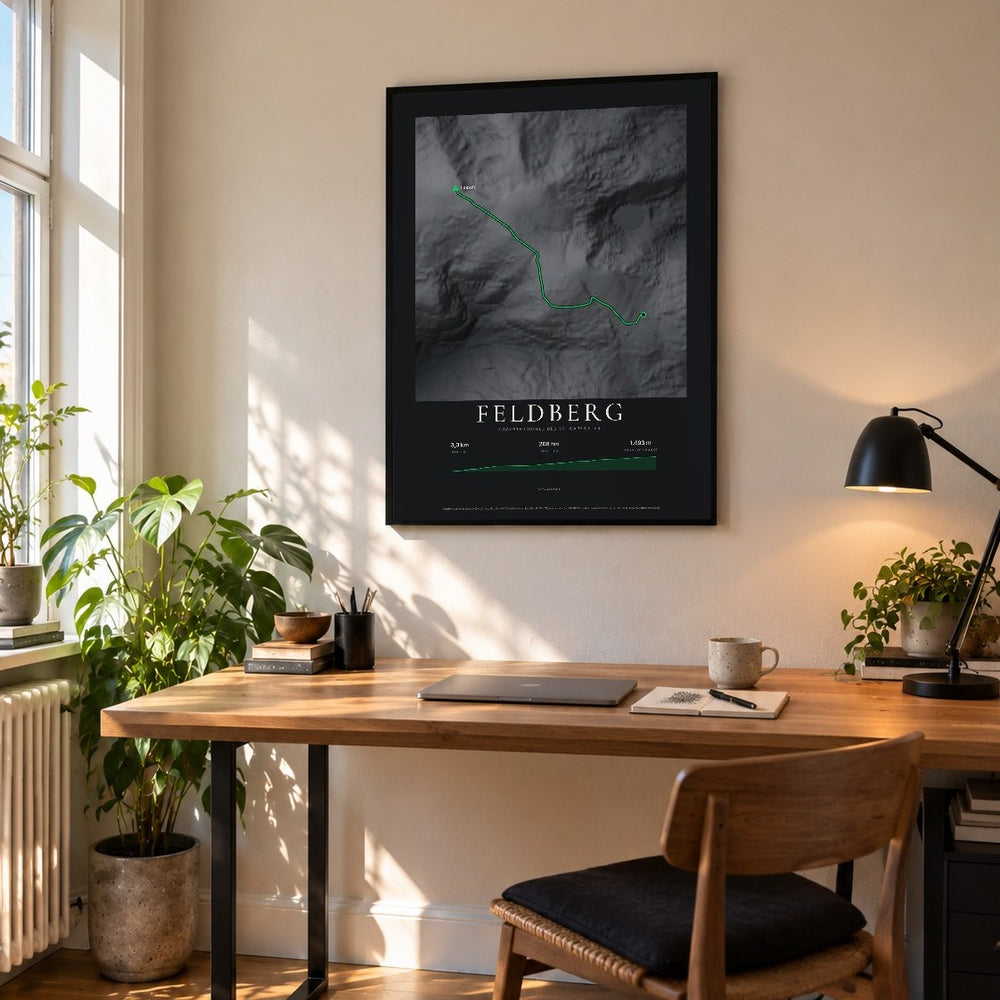 Reliefposter Feldberg im Stil Nacht im Homeoffice über dem Schreibtisch