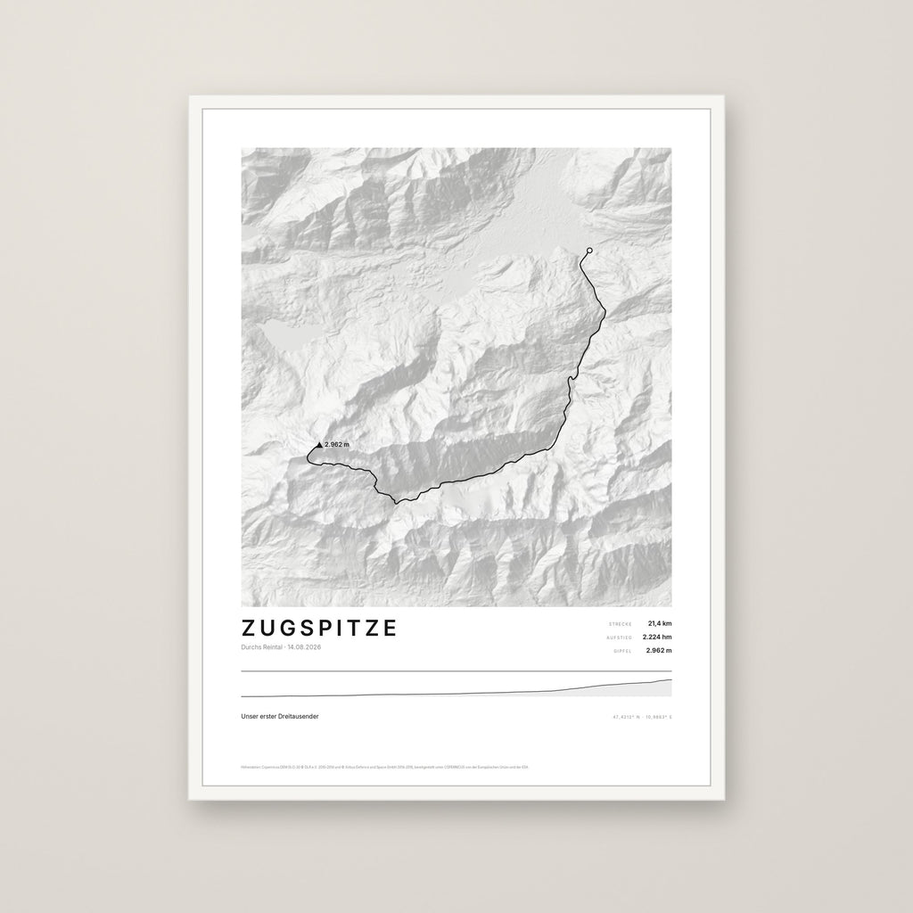 Tourposter im Stil Minimal, weißer Rahmen