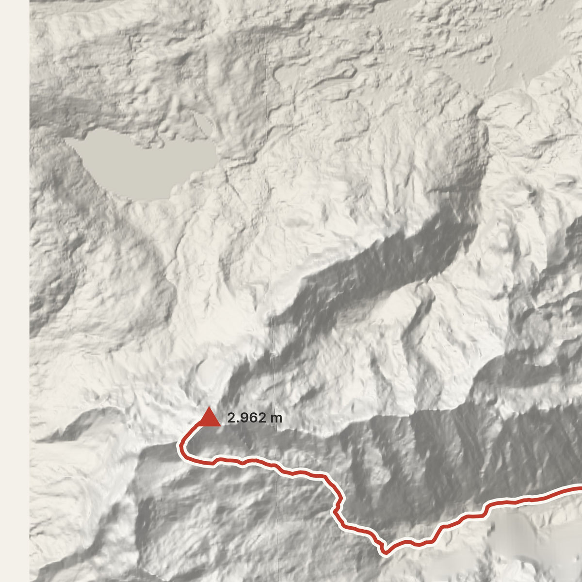 Detail: Route und Gipfelmarke auf dem Copernicus-Geländerelief
