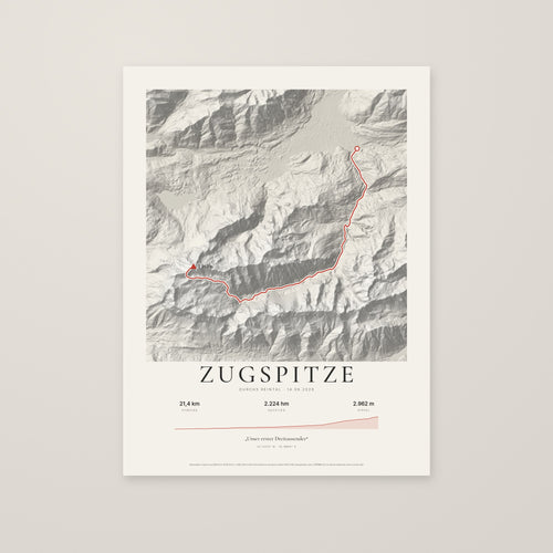 Tourposter Zugspitze im Stil Papier, ohne Rahmen