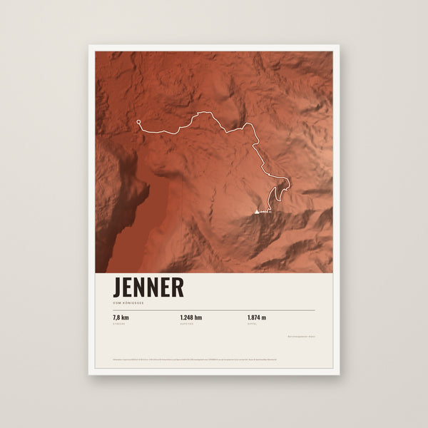 Tourposter Jenner im Stil Terra, weißer Rahmen